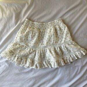 Yellow Floral Ruffle Mini Skirt